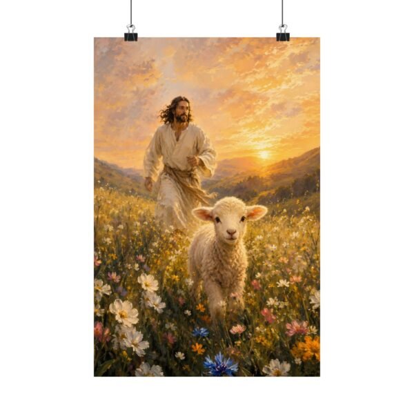 Copy of Jesus with Lamb Poster | Christian Religious Art Matte Vertical Print